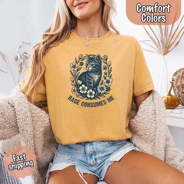 Rage Consumes Me kitten and flowers vintage graphic tee