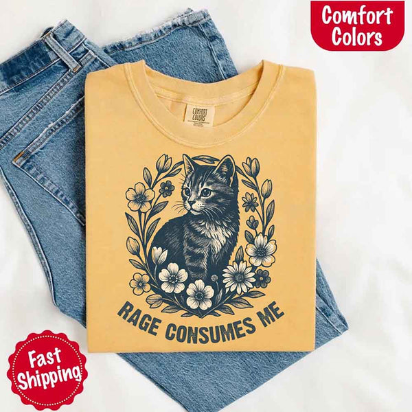 Rage Consumes Me kitten and flowers vintage graphic tee