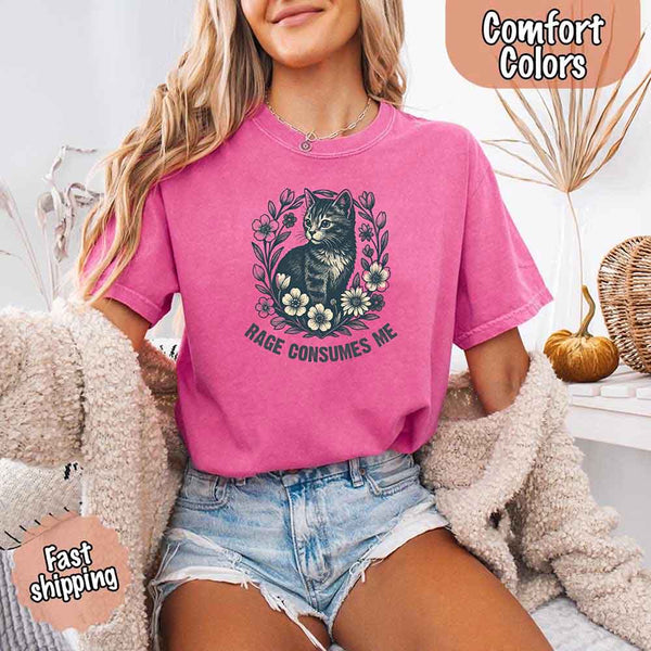Rage Consumes Me kitten and flowers vintage graphic tee