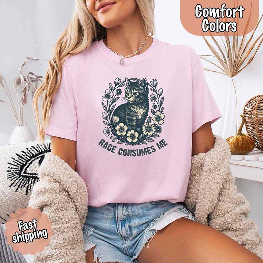 Rage Consumes Me kitten and flowers vintage graphic tee