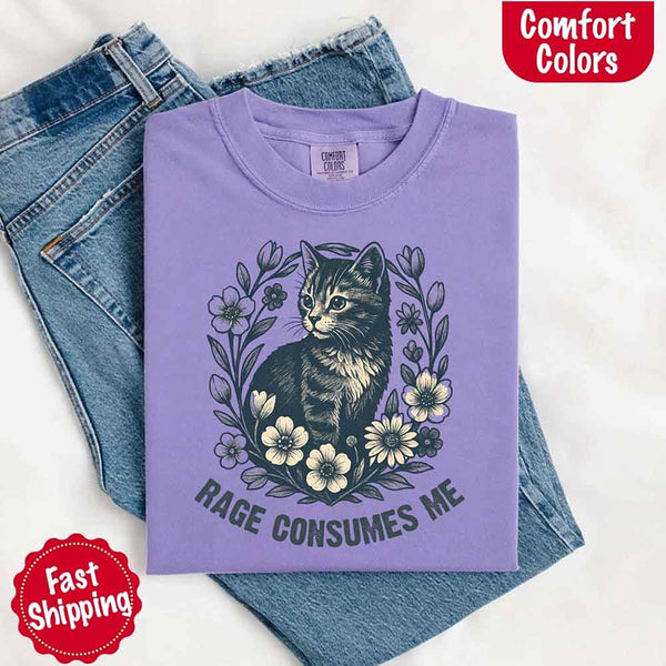 Rage Consumes Me kitten and flowers vintage graphic tee