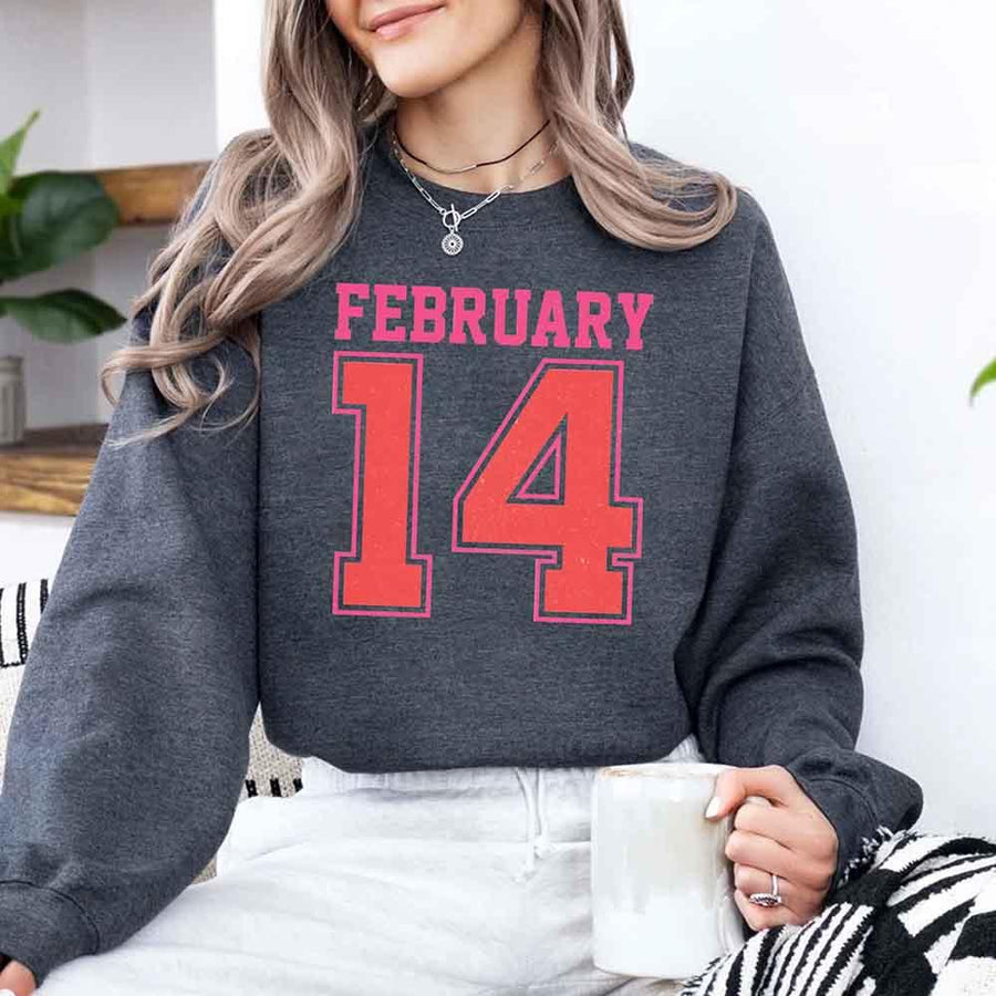 Retro Valentine’s Day Jersey Number FEBRUARY 14 Sweatshirt