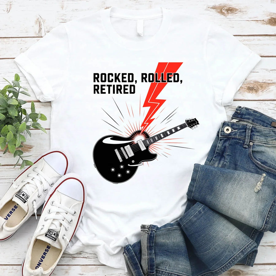 rocked-rolled-retired-t-shirt-funny-retirement-gift-tee-for-music-lovers-rock-fans-1 white-tshirt