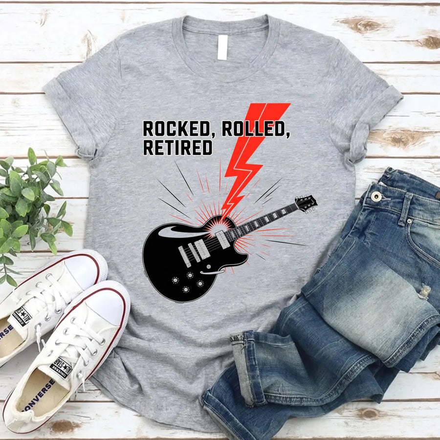 rocked-rolled-retired-t-shirt-funny-retirement-gift-tee-for-music-lovers-rock-fans-1 grey-tshirt