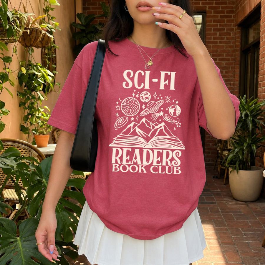 May include Sci-Fi Readers Book Club Comfort Colors t-shirt with science fiction book lover graphic and relaxed unisex fit