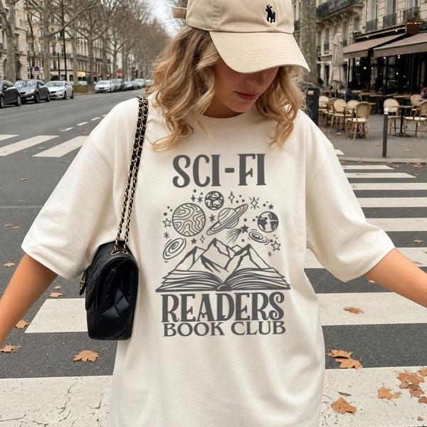 May include Sci-Fi Readers Book Club Comfort Colors t-shirt with science fiction book lover graphic and relaxed unisex fit