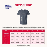 May include a size chart graphic showing shirt measurements and sizing from S to 4XL in inches.