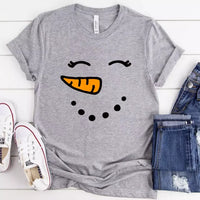 Snowman Couple Tee Gray