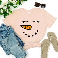 Snowman Couple Tee Peach