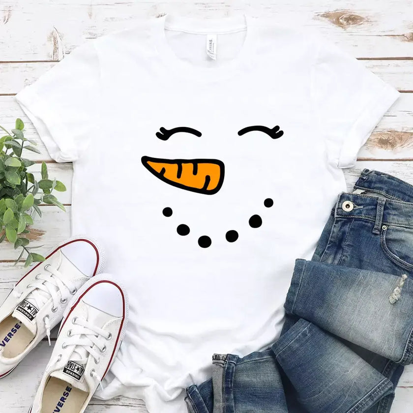 Snowman Couple Tee White