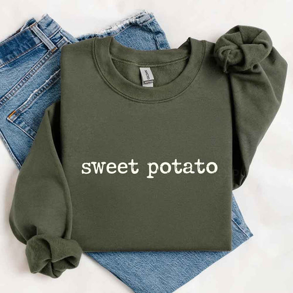 May include a pair of matching Thanksgiving-themed sweatshirts featuring the playful “Sweet Potato” and “Rude Potato” designs. The cozy crew necks are styled in warm fall colors, making them a fun and festive choice for couples during the autumn and holiday season.