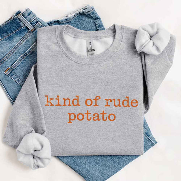 May include a pair of matching Thanksgiving-themed sweatshirts featuring the playful “Sweet Potato” and “Rude Potato” designs. The cozy crew necks are styled in warm fall colors, making them a fun and festive choice for couples during the autumn and holiday season.