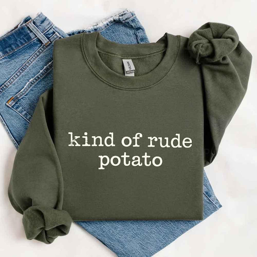 May include a pair of matching Thanksgiving-themed sweatshirts featuring the playful “Sweet Potato” and “Rude Potato” designs. The cozy crew necks are styled in warm fall colors, making them a fun and festive choice for couples during the autumn and holiday season.