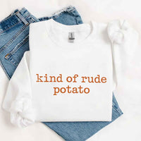 May include a pair of matching Thanksgiving-themed sweatshirts featuring the playful “Sweet Potato” and “Rude Potato” designs. The cozy crew necks are styled in warm fall colors, making them a fun and festive choice for couples during the autumn and holiday season.