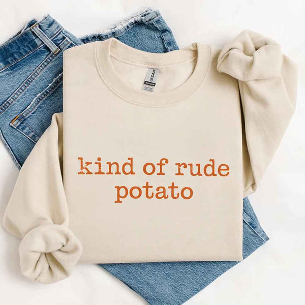 May include a pair of matching Thanksgiving-themed sweatshirts featuring the playful “Sweet Potato” and “Rude Potato” designs. The cozy crew necks are styled in warm fall colors, making them a fun and festive choice for couples during the autumn and holiday season.