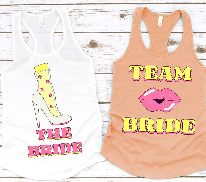 🍾 Team Bride & The Bride 💍 Bachelorette Party Matching Tank Tops