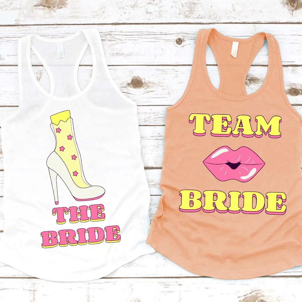 🍾 Team Bride & The Bride 💍 Bachelorette Party Matching Tank Tops