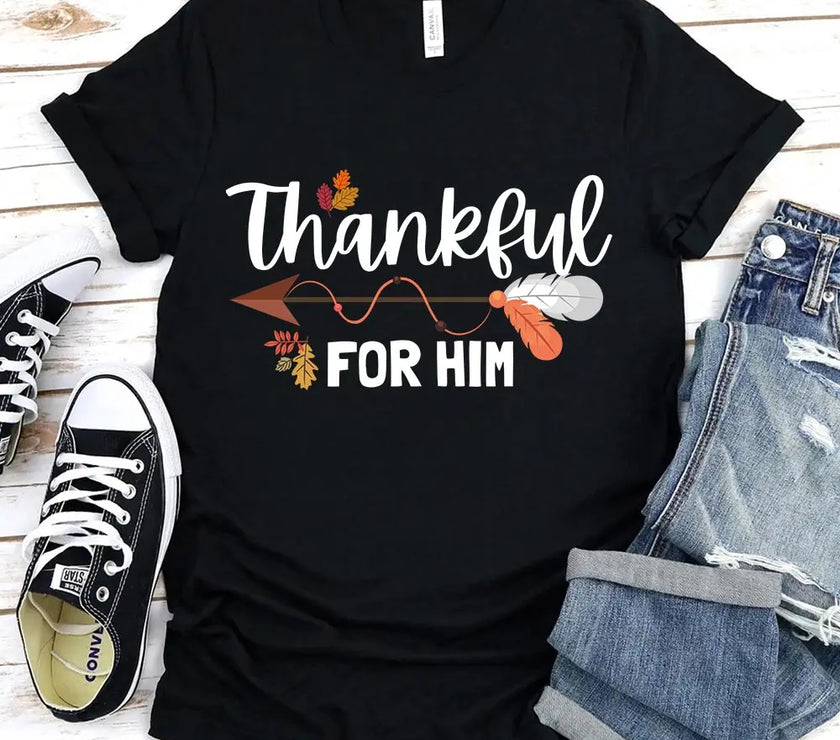 Thankful For Her/Him Thanksgiving Couple T-Shirt