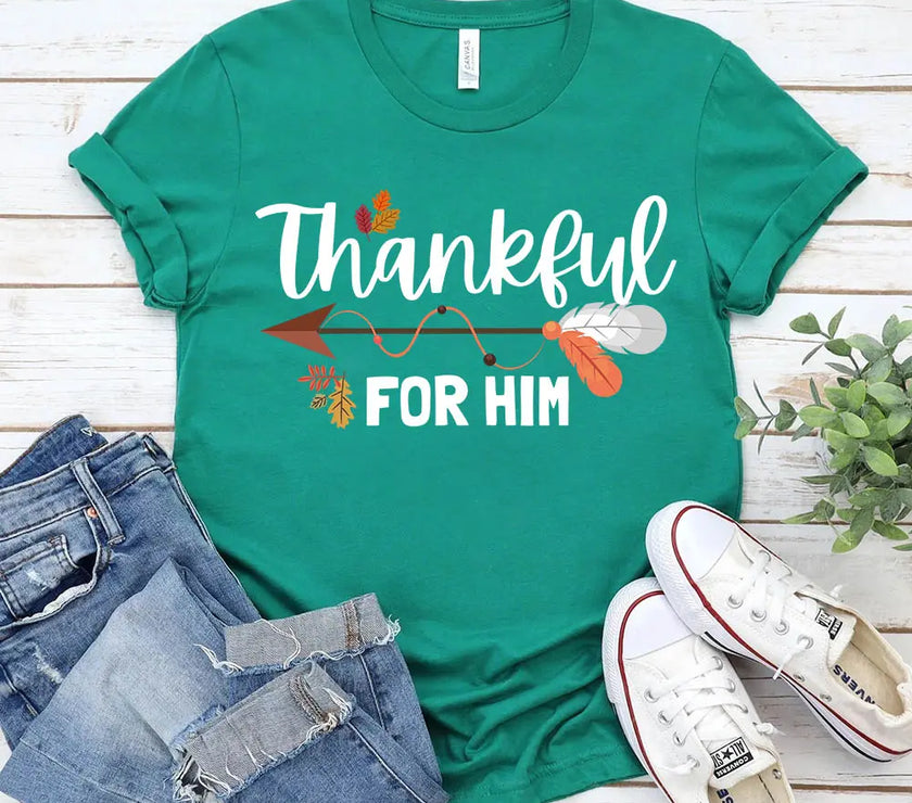 Thankful For Her/Him Thanksgiving Couple T-Shirt