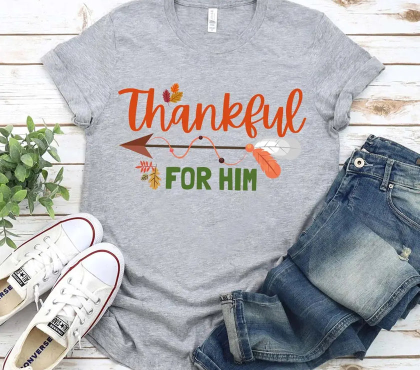 Thankful For Her/Him Thanksgiving Couple T-Shirt