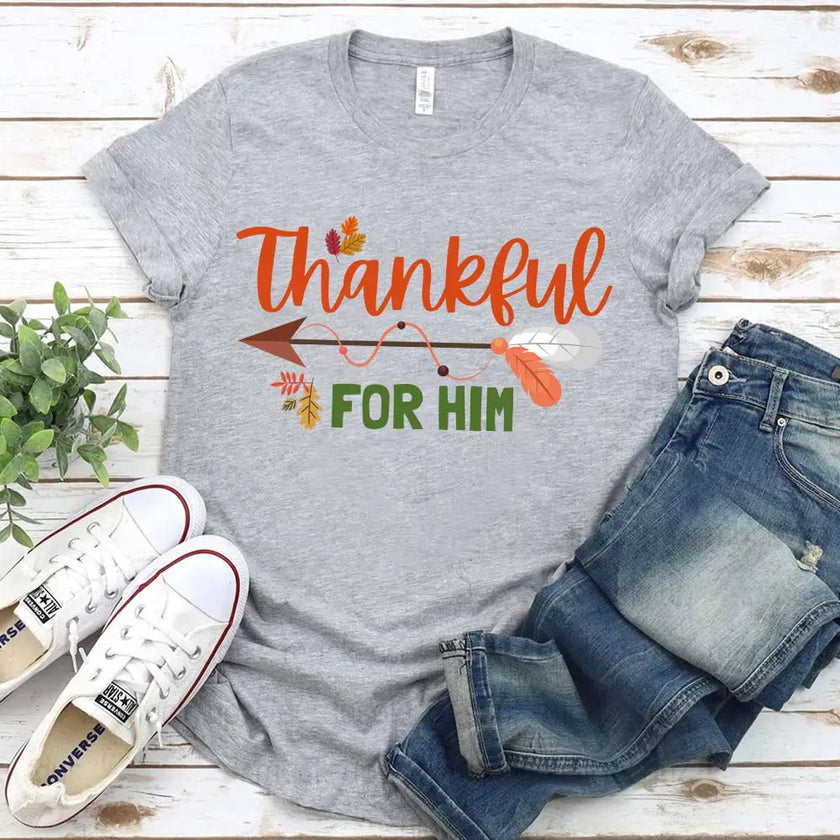 Thankful For Her/Him Thanksgiving Couple T-Shirt