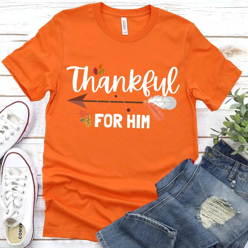 Thankful For Her/Him Thanksgiving Couple T-Shirt