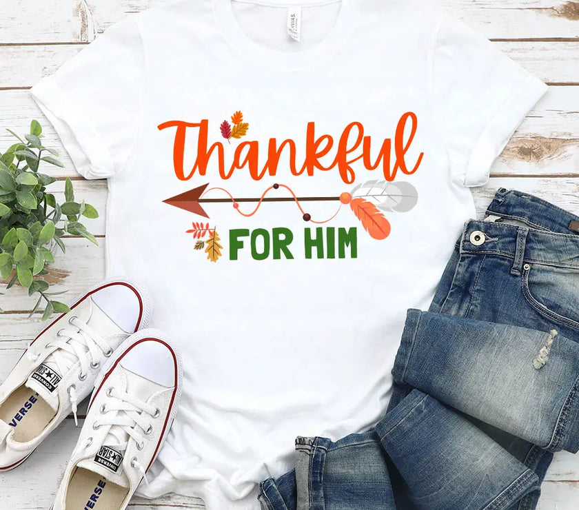 Thankful For Her/Him Thanksgiving Couple T-Shirt