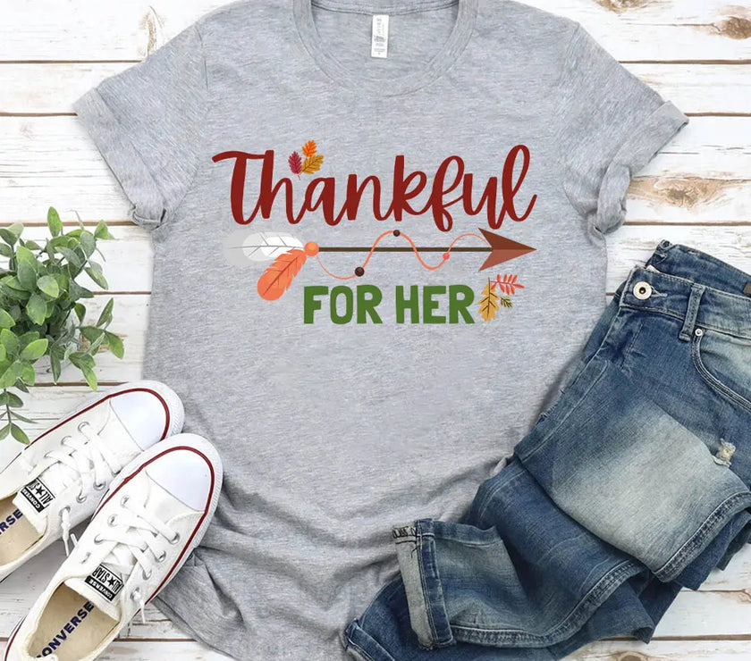 Thankful For Her/Him Thanksgiving Couple T-Shirt