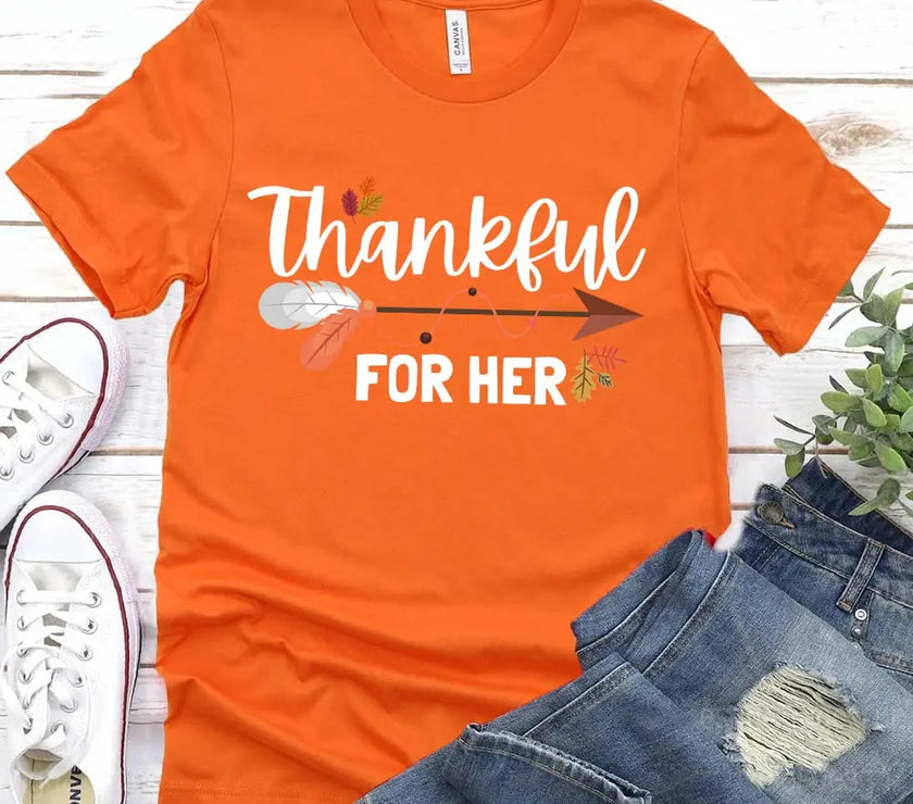 Thankful For Her/Him Thanksgiving Couple T-Shirt