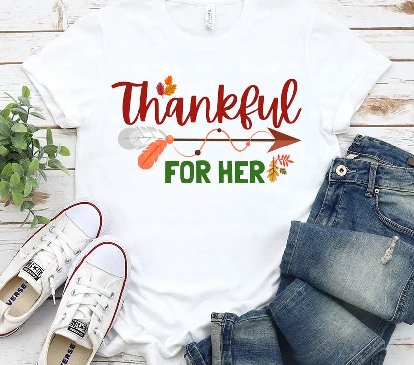 Thankful For Her/Him Thanksgiving Couple T-Shirt