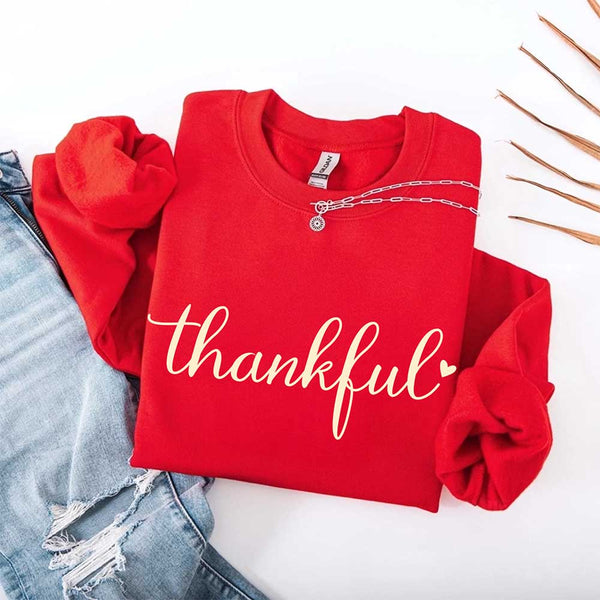 Thankful Sweatshirt for Women - Cozy Thanksgiving Gift Sweater