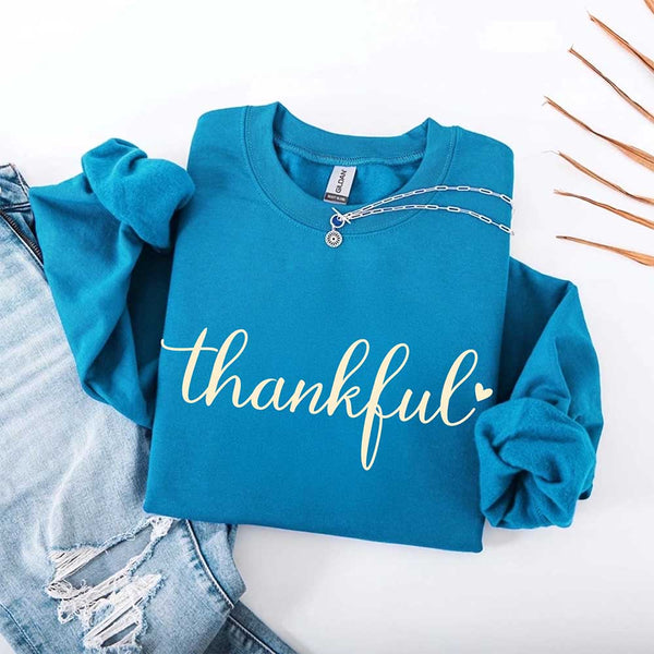 Thankful Sweatshirt for Women - Cozy Thanksgiving Gift Sweater