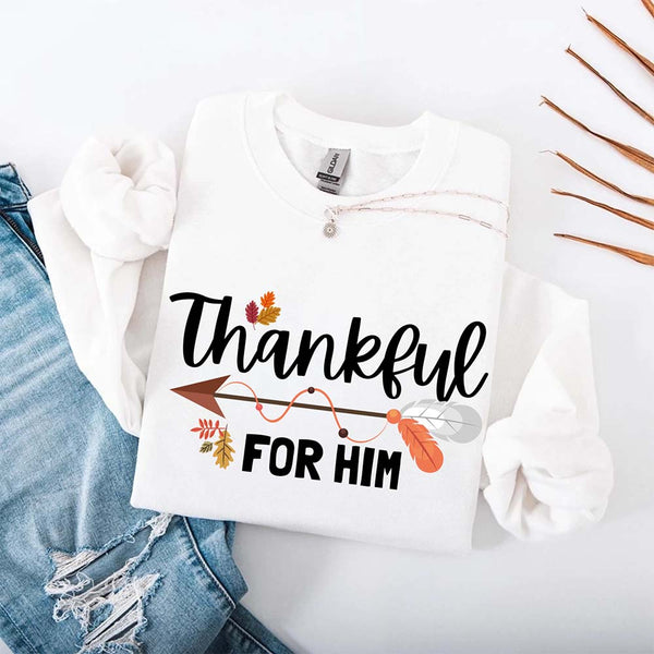 Thankful For Her/Him Valentines Couple Sweatshirt – Cute Matching Holiday Crew Neck