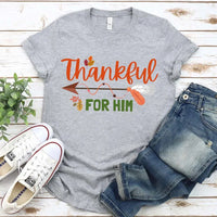 Camiseta de pareja agradecida por él/ella en Acción de Gracias