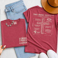 May include The Cross Comfort Colors Christian faith graphic tee with relaxed fit and cross design