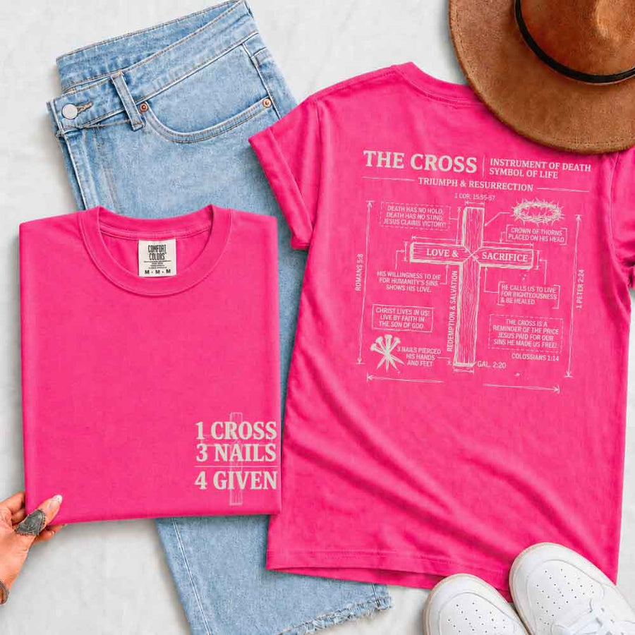 May include The Cross Comfort Colors Christian faith graphic tee with relaxed fit and cross design