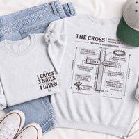 May include The Cross sweatshirt with Christian faith graphic design, relaxed fit, and cozy fabric
