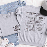 May include The Cross sweatshirt with Christian faith graphic design, relaxed fit, and cozy fabric