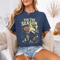 May include 'Tis The Season Comfort Colors t-shirt with Halloween graphic, relaxed unisex fit, and garment-dyed cotton