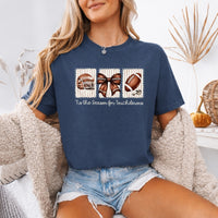 May include a Comfort Colors T-shirt featuring a 'Tis the Season for Touchdowns football-inspired design, perfect for football fans, game days, tailgates, and holiday gatherings.