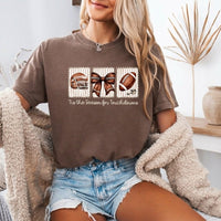 May include a Comfort Colors T-shirt featuring a 'Tis the Season for Touchdowns football-inspired design, perfect for football fans, game days, tailgates, and holiday gatherings.