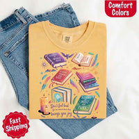 May include colorful illustrated books from the “A Court of Thorns and Roses” series surrounded by feathers, candles, and stars, with the quote “Don’t feel bad for one moment about what brings you joy,” celebrating fantasy fiction and book lover pride.