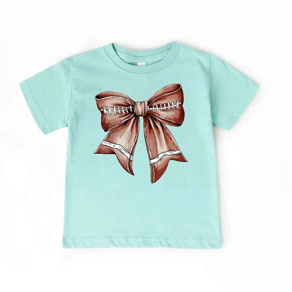 May include a chill color kids' t-shirt with a football bow design.