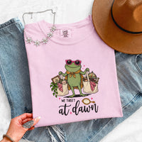 May include a We Thrift at Dawn Comfort Colors T-Shirt featuring a playful thrift-inspired statement design.