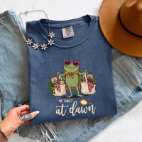 May include a We Thrift at Dawn Comfort Colors T-Shirt featuring a playful thrift-inspired statement design.