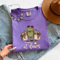 May include a We Thrift at Dawn Comfort Colors T-Shirt featuring a playful thrift-inspired statement design.