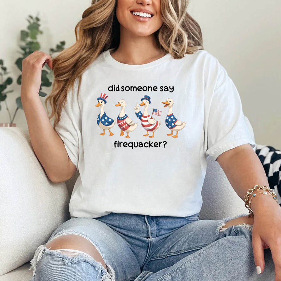 Firequacker Goose Patriotic Tee – Unique Funny 4th of July Shirt for Independence Day