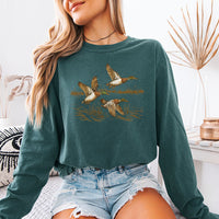 Wild Mallard Ducks Comfort Colors Long Sleeve | Duck Lover Shirt