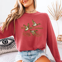 Wild Mallard Ducks Comfort Colors Long Sleeve | Duck Lover Shirt