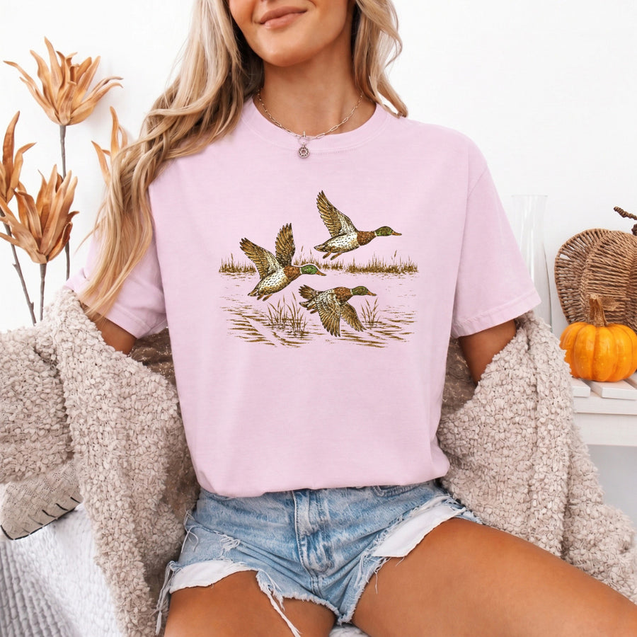 May include a Wild Mallard Ducks Comfort Colors T-Shirt featuring a nature-inspired mallard duck design, perfect for birdwatchers, duck lovers, wildlife fans, and outdoor enthusiasts.